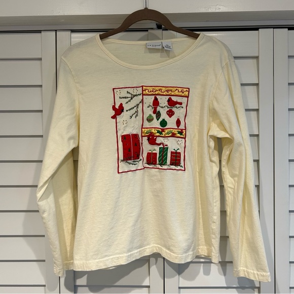 🌺 Petite XL Kim Rogers Cardinal Holiday Christmas Long Sleeve *Lightly Stained - Picture 1 of 6
